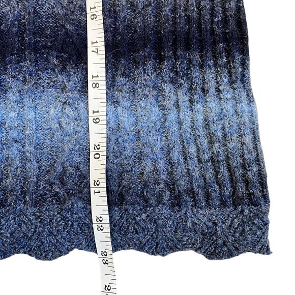 Alfred Dunner MP Blue Striped Ombre Cable Knit  Sweater Scallped Trims Acrylic - Picture 15 of 16